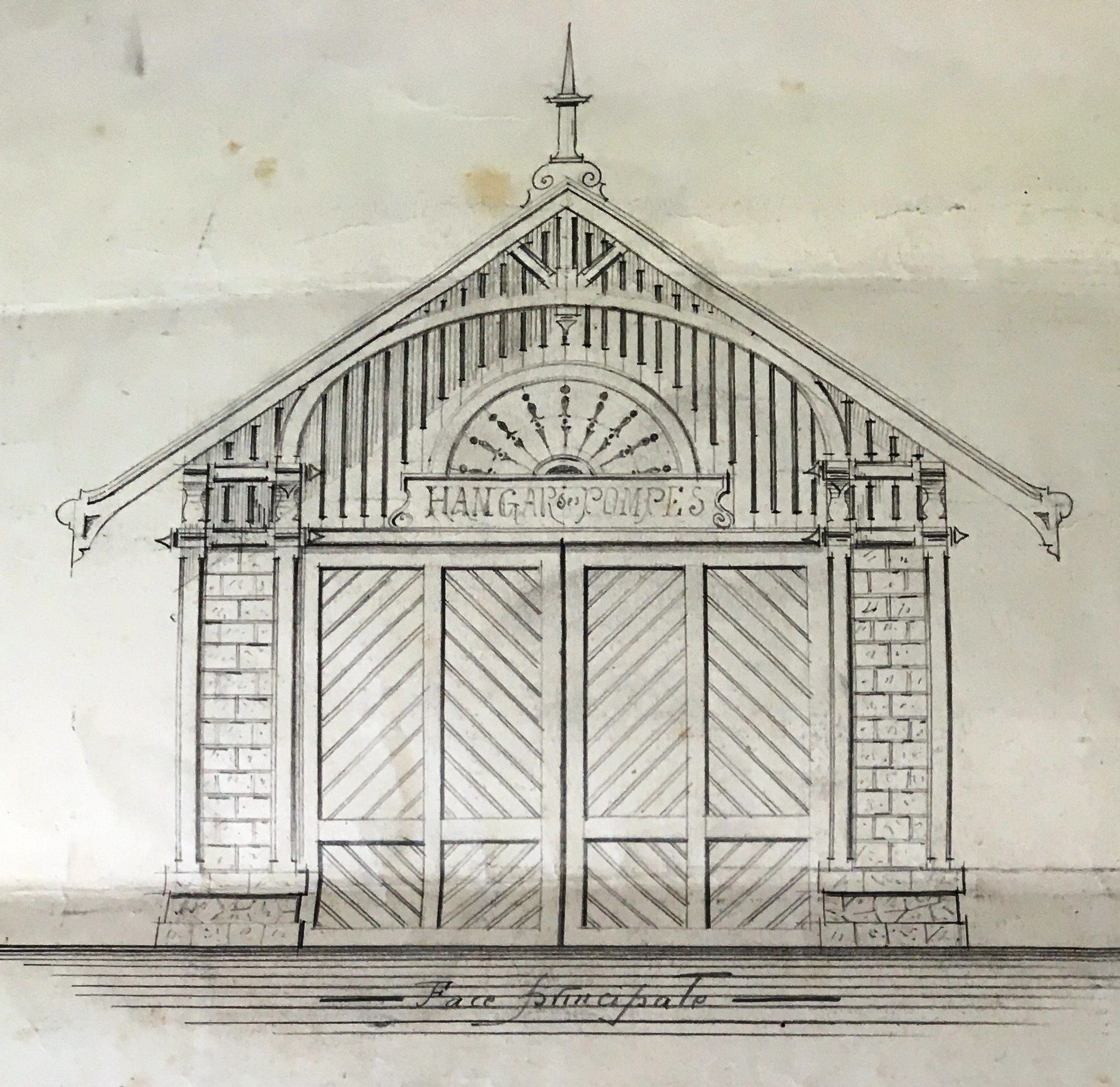 Dessin architecte local pompiers Charrot